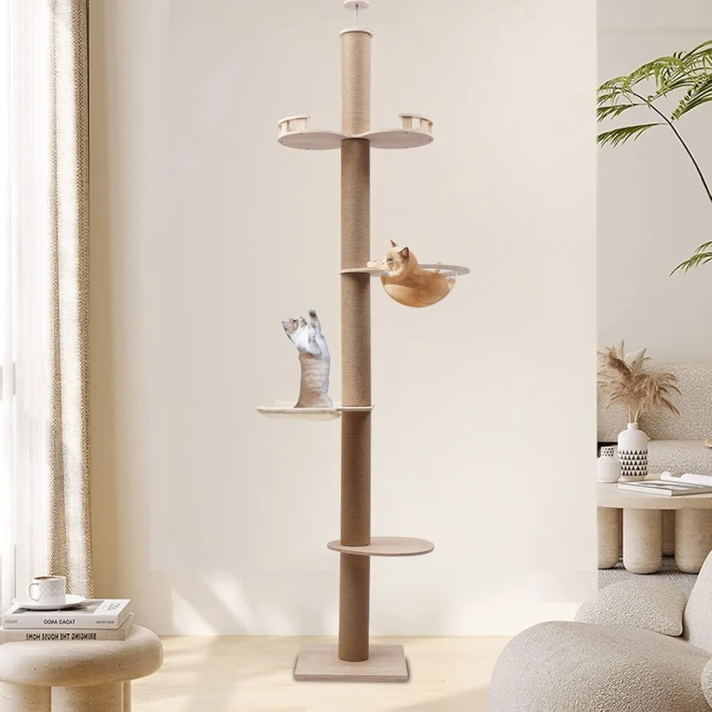 LUCK TFCFL Cat Tree, 5-Tier Floor to Ceiling Cat Climbing Tower with Hammock, Scratching Posts, Solid Pine Wood, Height Adjusta
LUCK TFCFL Cat Tree, 5-Tier Floor to Ceiling Cat Climbing Tower with Hammock, Scratching Posts, Solid Pine Wood, Height Adjusta