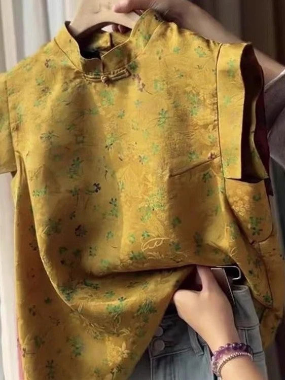 Unique Beautiful Short Sleeve Printed Stand Collar Chinese Style Top Fashionable Retro National Style Unique New Chinese Style
Unique Beautiful Short Sleeve Printed Stand Collar Chinese Style Top Fashionable Retro National Style Unique New Chinese Style