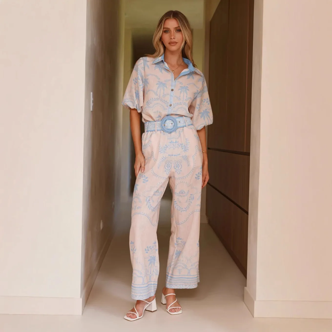 Boho Print Pants Sets Women 3D Pattern Loose Short Sleeve Shirt Wide Leg Trousers Two Piece Set Female Fashion Trend Streetwear
Boho Print Pants Sets Women 3D Pattern Loose Short Sleeve Shirt Wide Leg Trousers Two Piece Set Female Fashion Trend Streetwear
