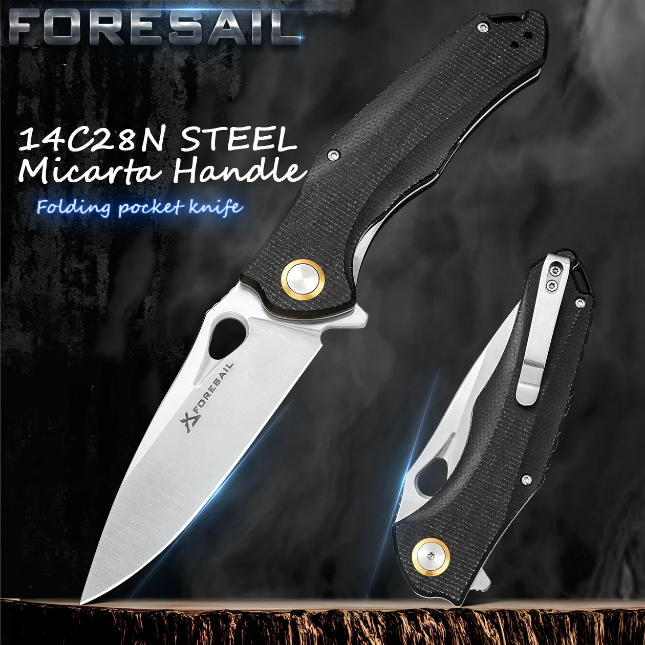 FORESAIL Folding Pocket knife ,14c28n Blade and Micarta Handle,Original Design knife,Pocket Clip,Outdoor Camping, EDC Knife
FORESAIL Folding Pocket knife ,14c28n Blade and Micarta Handle,Original Design knife,Pocket Clip,Outdoor Camping, EDC Knife