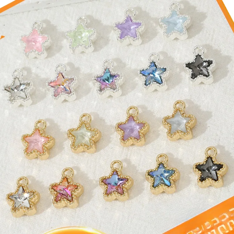 Copper alloy gold-plated/silver-plated five-pointed star diamond-encrusted pendant, diy handcrafted beaded bracelet, accessory
Copper alloy gold-plated/silver-plated five-pointed star diamond-encrusted pendant, diy handcrafted beaded bracelet, accessory