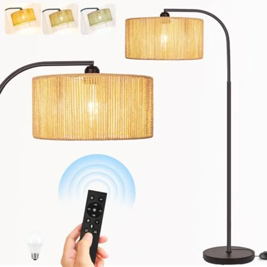 Boho Floor Lamp with Dimmable Bulb Nartual Rattan Adjustable Lampshade, Bronze Rustic Farmhouse Floor Lamps for Living Room, Be
Boho Floor Lamp with Dimmable Bulb Nartual Rattan Adjustable Lampshade, Bronze Rustic Farmhouse Floor Lamps for Living Room, Be