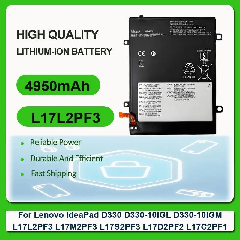 Laptop Battery For L17L2PF3 L17M2PF3 L17S2PF3 L17D2PF2 L17C2PF1 For Lenovo IdeaPad D330 D330-10IGL D330-10IGM L17L2PF3 4950mAh
Laptop Battery For L17L2PF3 L17M2PF3 L17S2PF3 L17D2PF2 L17C2PF1 For Lenovo IdeaPad D330 D330-10IGL D330-10IGM L17L2PF3 4950mAh
