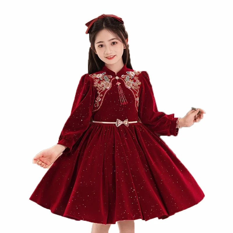 Girls' dress with velvet red New Year's 2024 New Year's greetings new children's princess dress thickened
Girls' dress with velvet red New Year's 2024 New Year's greetings new children's princess dress thickened
