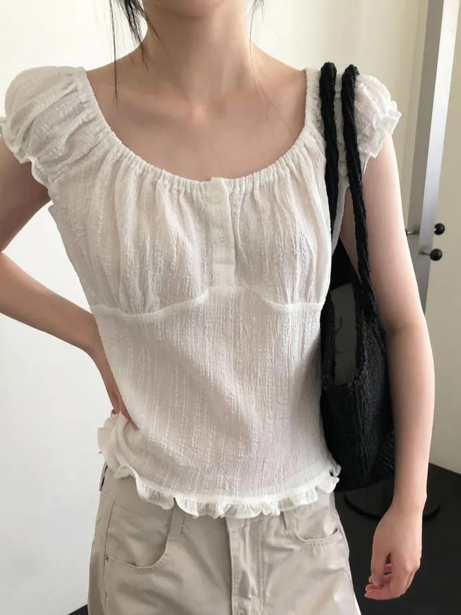 Summer Texture White Shirt Women's Fashionable Design Sensation Blouse Lace Trim French Style Short Sleeve round Neck Top
Summer Texture White Shirt Women's Fashionable Design Sensation Blouse Lace Trim French Style Short Sleeve round Neck Top