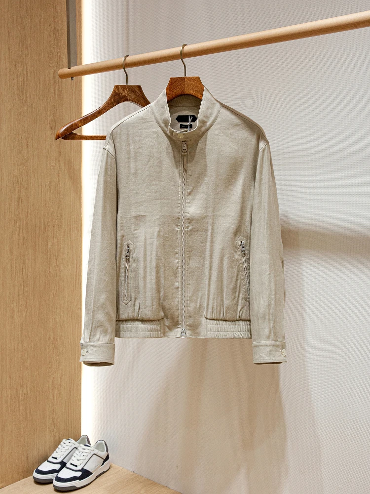 Rain and dew linen blend spring and summer thin Harrington casual stand-up jacket
Rain and dew linen blend spring and summer thin Harrington casual stand-up jacket