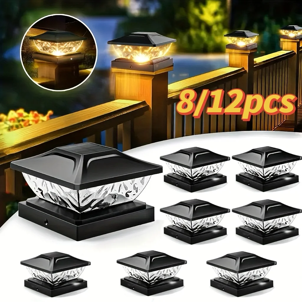 Solar Column Cap Lights (8/12PCS), Detachable Lamps And Solar Charging ABS Material, Two Light Modes Warm Light/white Light, Installed On Wooden Stake Fences, Sidewalks, Stair Column Heads Outdoor Commercial Street Lamp Atmosphere LightingIP54
Solar Column Cap Lights (8/12PCS), Detachable Lamps And Solar Charging ABS Material, Two Light Modes Warm Light/white Light, Installed On Wooden Stake Fences, Sidewalks, Stair Column Heads Outdoor Commercial Street Lamp Atmosphere LightingIP54