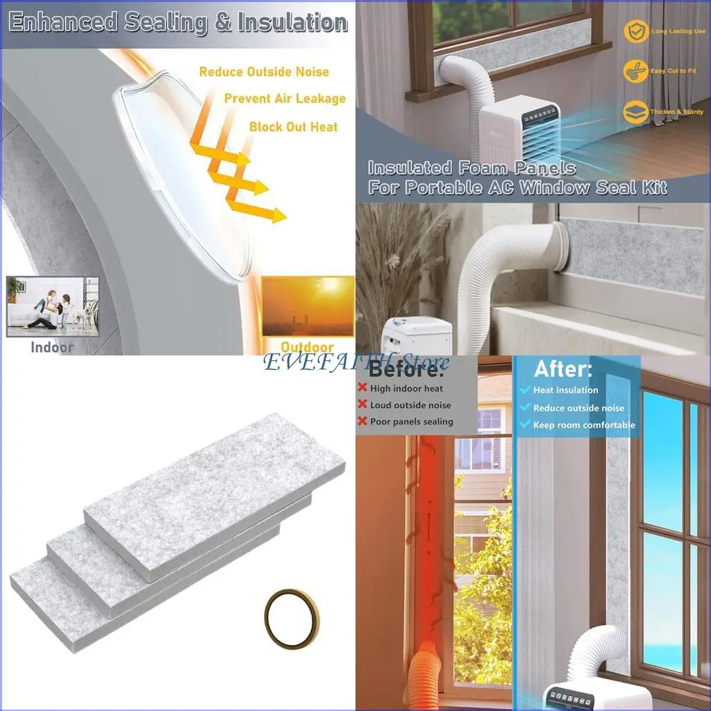 124B Pack of 3 Air Conditioning Window Seal Foam Insulation Set Easy Installation Felt Panels Suitable for Secure Vent Cover
124B Pack of 3 Air Conditioning Window Seal Foam Insulation Set Easy Installation Felt Panels Suitable for Secure Vent Cover