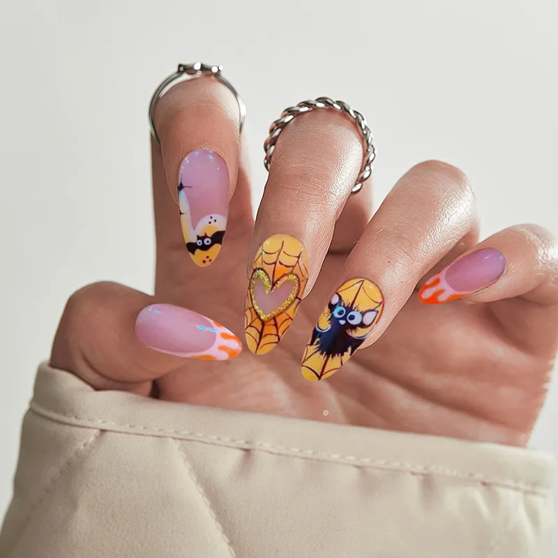 24pcs Halloween Press-On Nails - Bat & Spiderweb Design with Yellow Eyes Medium Almond False Nails For Women Girl
24pcs Halloween Press-On Nails - Bat & Spiderweb Design with Yellow Eyes Medium Almond False Nails For Women Girl