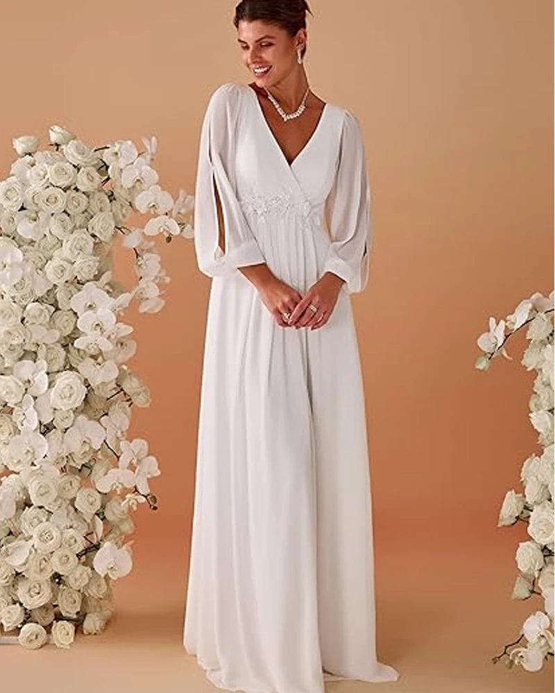 Индивидуальное женское вечернее платье А-силуэта из шифона с V-образным вырезом, длинными рукавами, длиной в пол, с драпировкой, для торжественных мероприятий и свадебных вечеринок (для матери невесты/жениха)
Индивидуальное женское вечернее платье А-силуэта из шифона с V-образным вырезом, длинными рукавами, длиной в пол, с драпировкой, для торжественных мероприятий и свадебных вечеринок (для матери невесты/жениха)