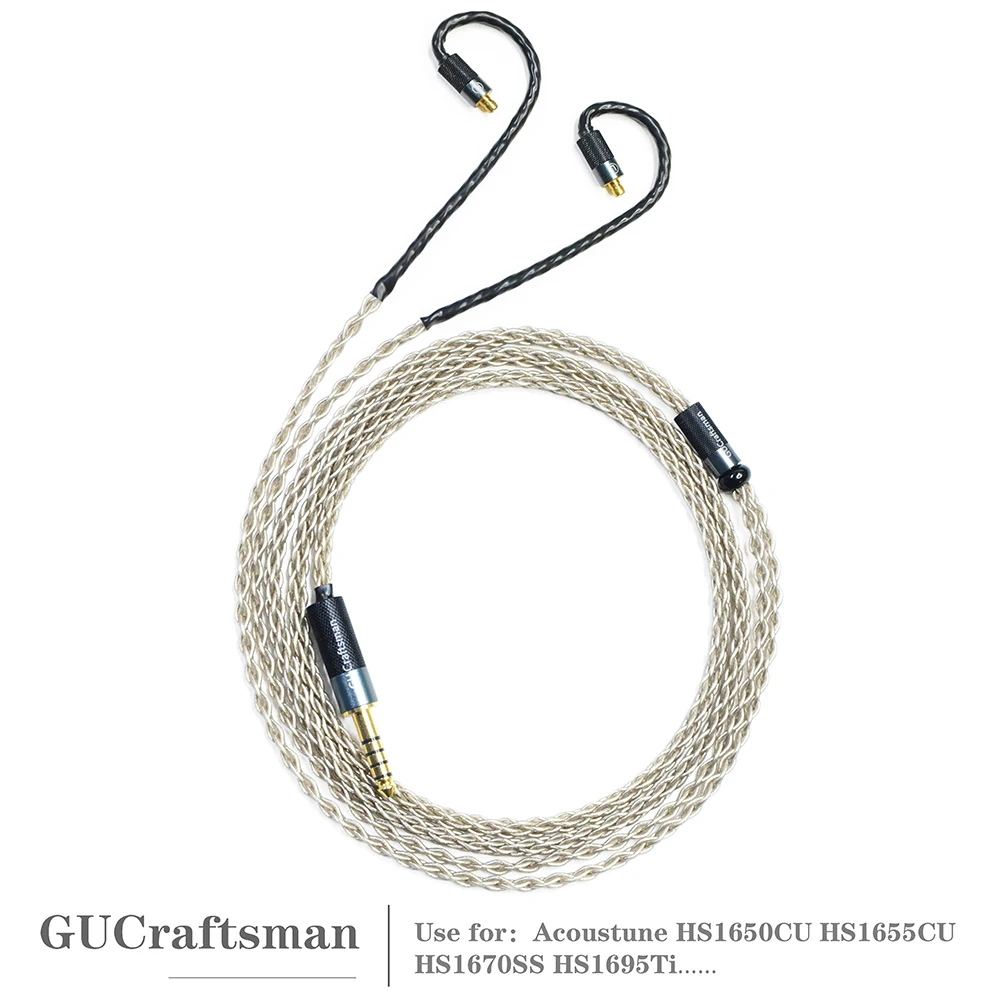 GUCraftsman 6N Single Crystal Silver Earphone Replacement Cables for Acoustune HS1650CU HS1655CU HS1670SS HS1695Ti
GUCraftsman 6N Single Crystal Silver Earphone Replacement Cables for Acoustune HS1650CU HS1655CU HS1670SS HS1695Ti