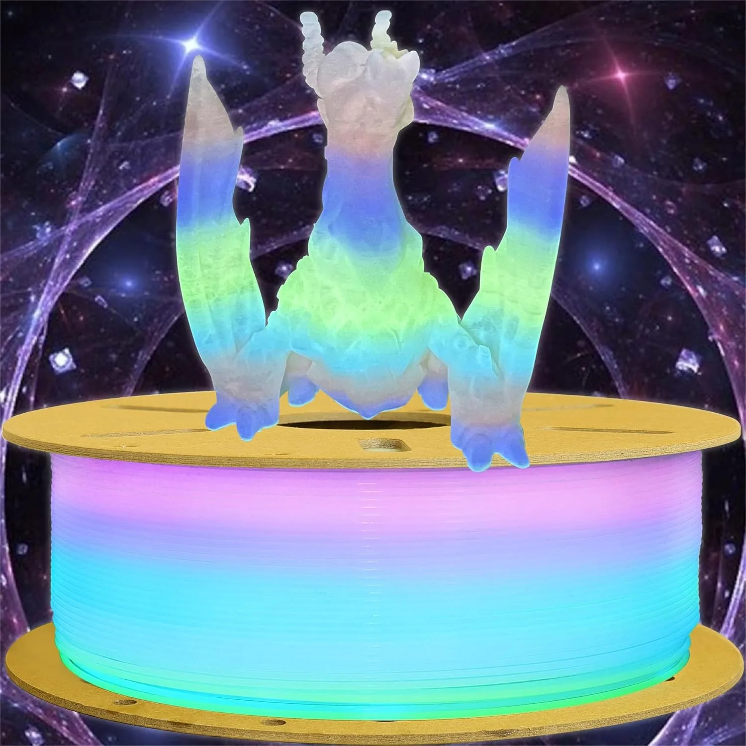Glow in the Dark Multicolor Rainbow PLA Filament 1.75mm, 1kg Spool Fast Color Change Every 3-6m, Easy to Print 3D Printing
Glow in the Dark Multicolor Rainbow PLA Filament 1.75mm, 1kg Spool Fast Color Change Every 3-6m, Easy to Print 3D Printing