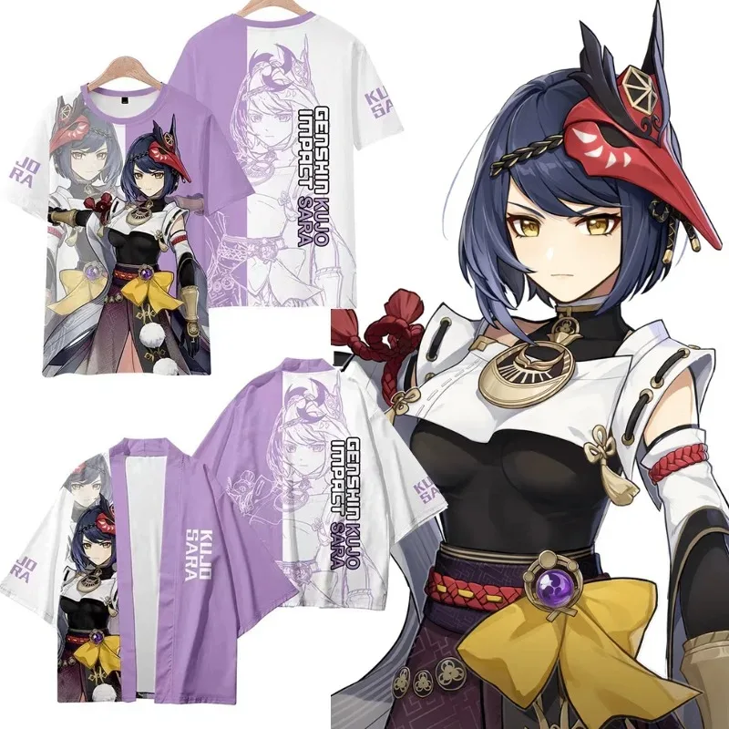Kujo Sara Cosplay Costume, Genshin Impact, Kujo Sara, Tops, T-Shirt and Pants Shorts, Camisa Kimono, Haori, Verão, Streetwear
Kujo Sara Cosplay Costume, Genshin Impact, Kujo Sara, Tops, T-Shirt and Pants Shorts, Camisa Kimono, Haori, Verão, Streetwear