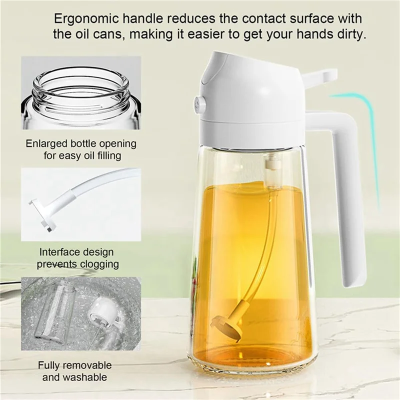 【Hot Cake】2 In 1 Oil Dispenser And Oil Sprayer, About 16Oz Glass Oil Spray Dispenser Bottle For Kitchen
【Hot Cake】2 In 1 Oil Dispenser And Oil Sprayer, About 16Oz Glass Oil Spray Dispenser Bottle For Kitchen