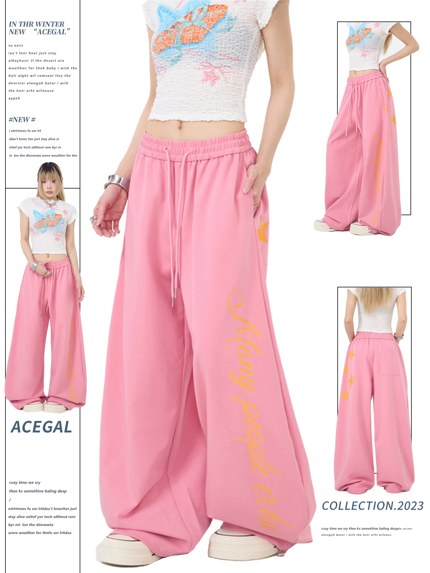 American Lazy Style Pink Sweatpants Loose Drape Wide Leg Floor Length Casual Hiphop Sports Pants Women's Loose Fit Trousers
American Lazy Style Pink Sweatpants Loose Drape Wide Leg Floor Length Casual Hiphop Sports Pants Women's Loose Fit Trousers