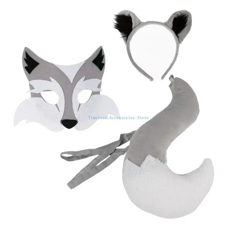 97QE 3Pcs Wolf Costume Set Wolf Ears Tail and Wolf Mask Animal Fancy Costume
97QE 3Pcs Wolf Costume Set Wolf Ears Tail and Wolf Mask Animal Fancy Costume