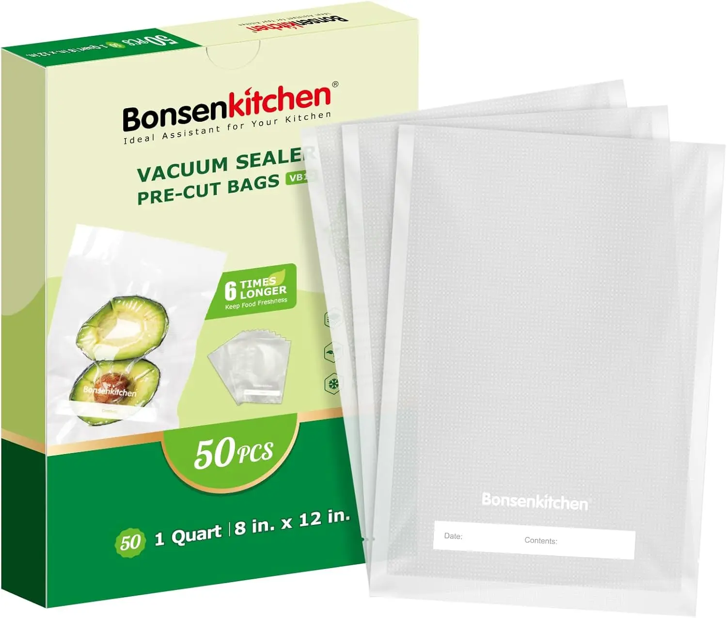 50 Quart Vacuum Sealer Bags, 8" x 12" Precut, BPA-Free Heavy Duty for Food Storage & Sous Vide
50 Quart Vacuum Sealer Bags, 8" x 12" Precut, BPA-Free Heavy Duty for Food Storage & Sous Vide
