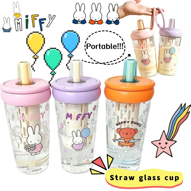 Cartoon Cute Miffy Glass Cup Creative Kawaii Portable Tea-Water Separation Handheld Straw Cup Large Capacity Student Water Cup
Cartoon Cute Miffy Glass Cup Creative Kawaii Portable Tea-Water Separation Handheld Straw Cup Large Capacity Student Water Cup