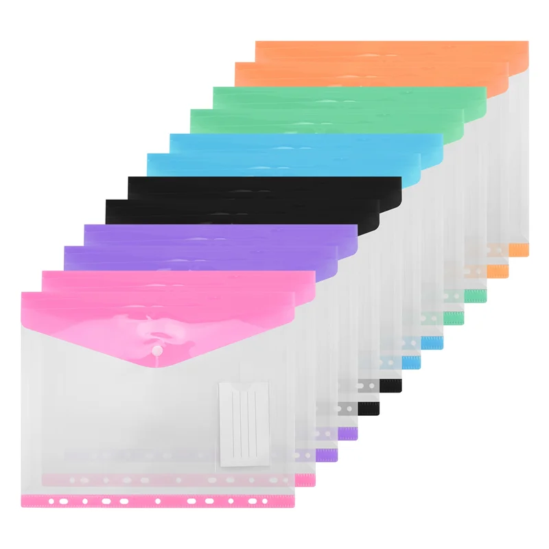 AC57-12Pack A4 Plastic File Folder,Expandable A4 Expandable Punched Pockets For A4 Folders,With Snap Closure And Label Pocket
AC57-12Pack A4 Plastic File Folder,Expandable A4 Expandable Punched Pockets For A4 Folders,With Snap Closure And Label Pocket