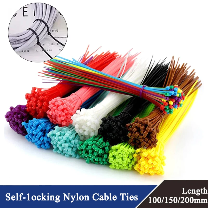 Nylon Self Locking Cable Ties 100/150/200mm Multicolour Plastic Zip Wire Binding Wrap Straps DIY Cable Fasten Organiser
Nylon Self Locking Cable Ties 100/150/200mm Multicolour Plastic Zip Wire Binding Wrap Straps DIY Cable Fasten Organiser
