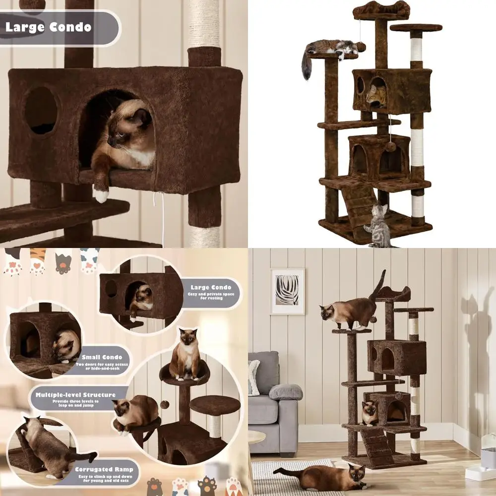 54-дюймовая высокая лежанка-когтеточка для кошек с домиком и игровой площадкой для котят
54-дюймовая высокая лежанка-когтеточка для кошек с домиком и игровой площадкой для котят