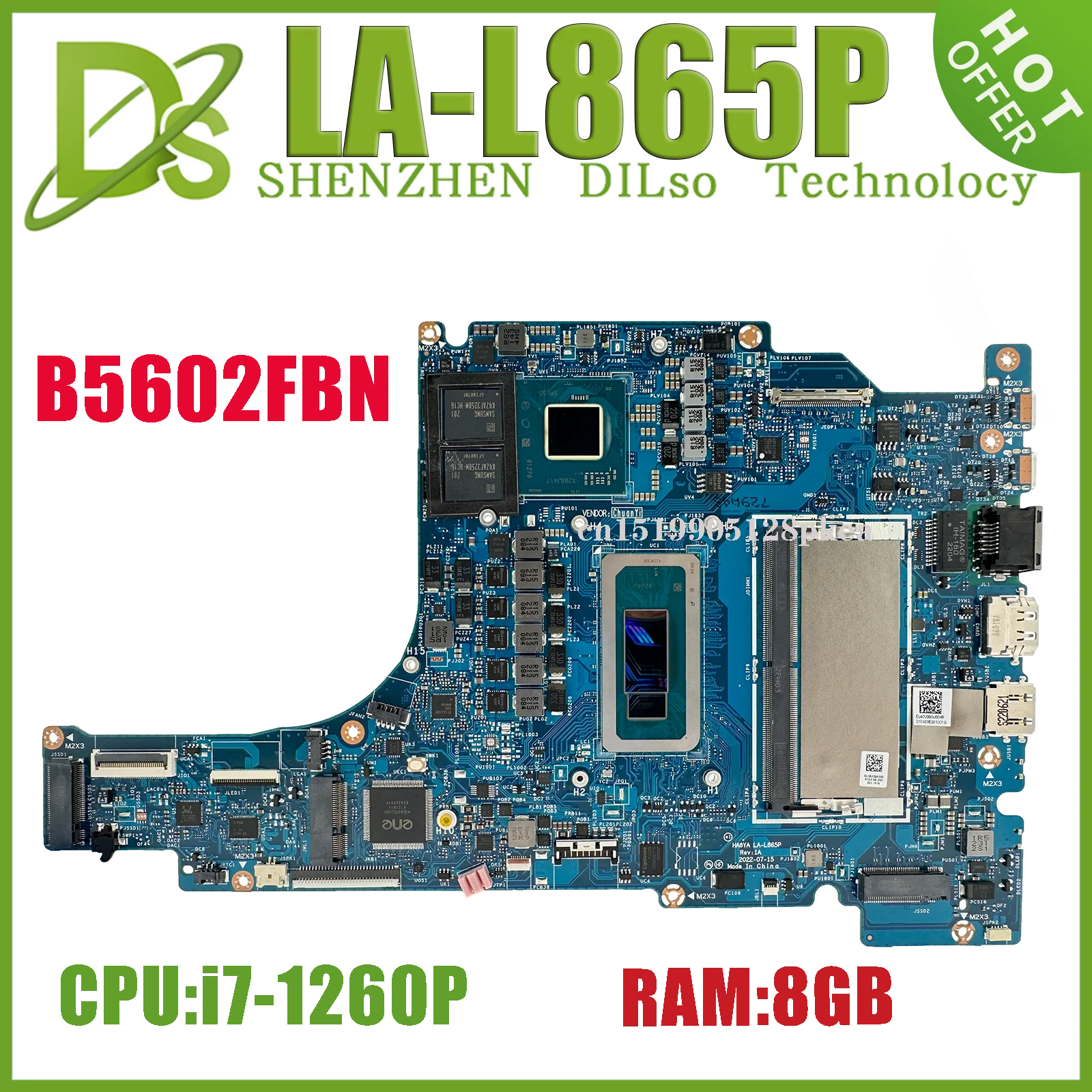 KEFU HA6YA LA-L865P Mainboard For ASUS B5602FBN B5602 B5602F Laptop Motherboard i5 i7 12th Gen A350M-V4G RAM-8GB
KEFU HA6YA LA-L865P Mainboard For ASUS B5602FBN B5602 B5602F Laptop Motherboard i5 i7 12th Gen A350M-V4G RAM-8GB