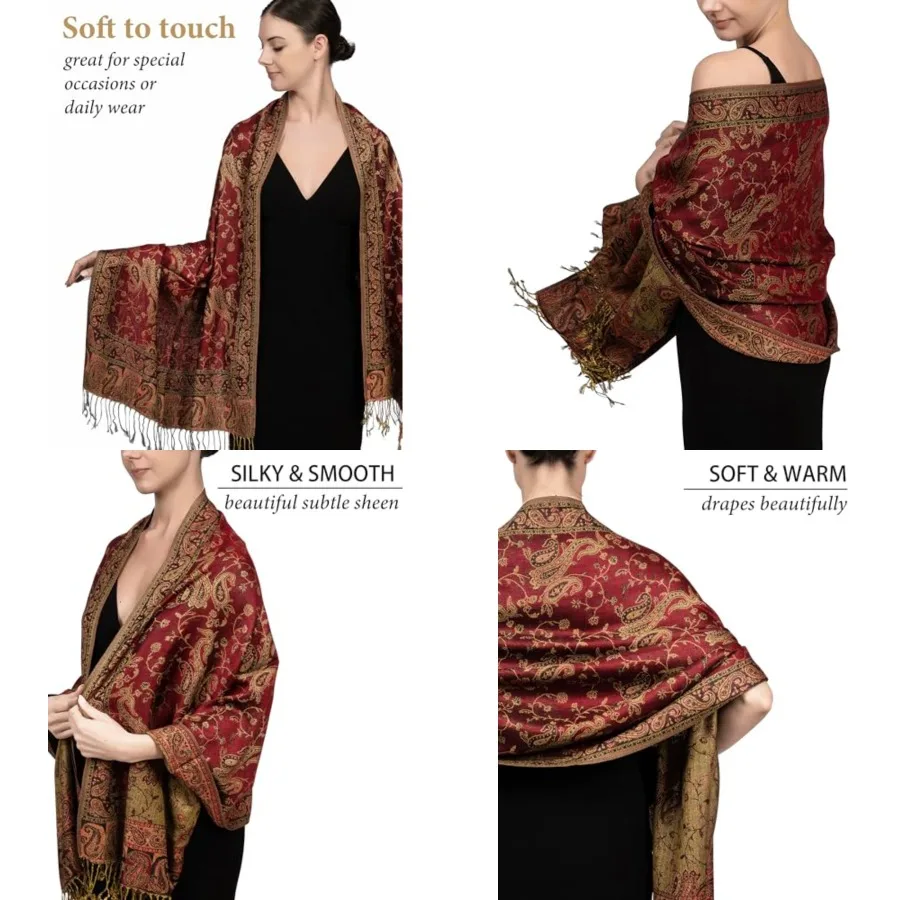 Achillea Reversible Paisley Pashmina Rave Scarf Exotic Indian Shawls and Wraps for Evening Dresses, Festivals, All Seasons
Achillea Reversible Paisley Pashmina Rave Scarf Exotic Indian Shawls and Wraps for Evening Dresses, Festivals, All Seasons