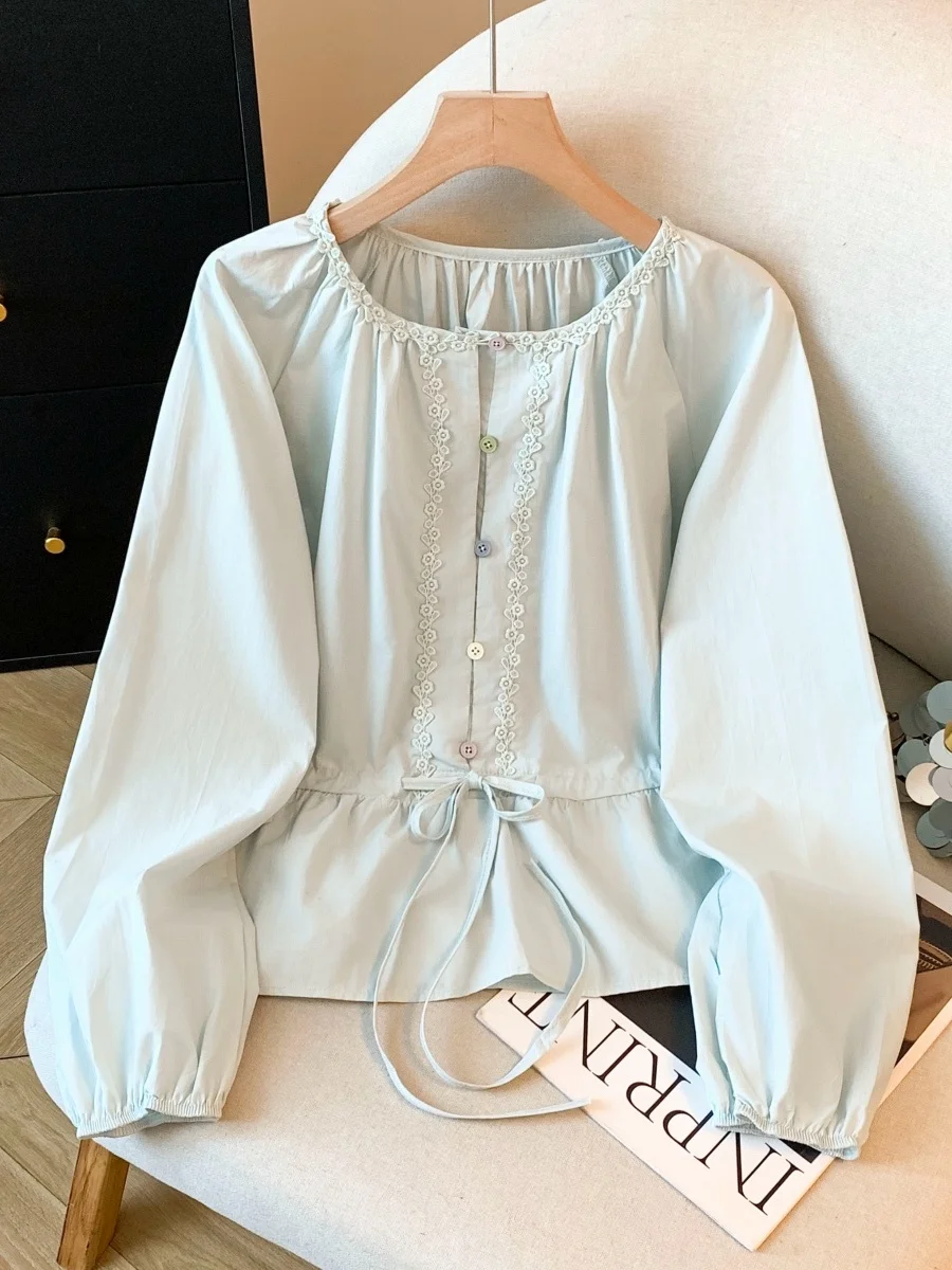 Elegant Anti-Aging Long Sleeve Shirt Women's round Neck Button up Slimming Cotton Spring New Style Versatile Waist-Cinching Top
Elegant Anti-Aging Long Sleeve Shirt Women's round Neck Button up Slimming Cotton Spring New Style Versatile Waist-Cinching Top