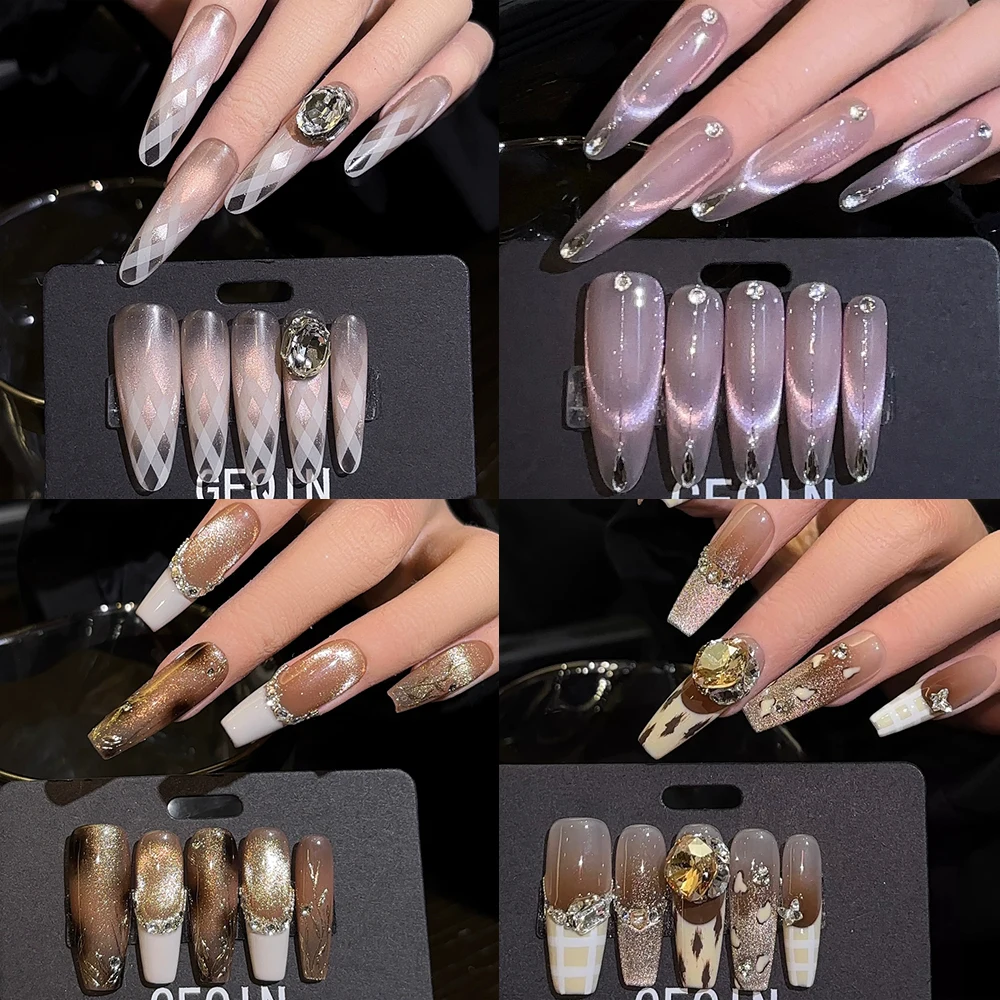Elegant Sparkly 3D Rhinestone Cat Eyes Handmade French False Nail Snake Bowknot Long Coffin Ellipse Wearable Press On Nails
Elegant Sparkly 3D Rhinestone Cat Eyes Handmade French False Nail Snake Bowknot Long Coffin Ellipse Wearable Press On Nails