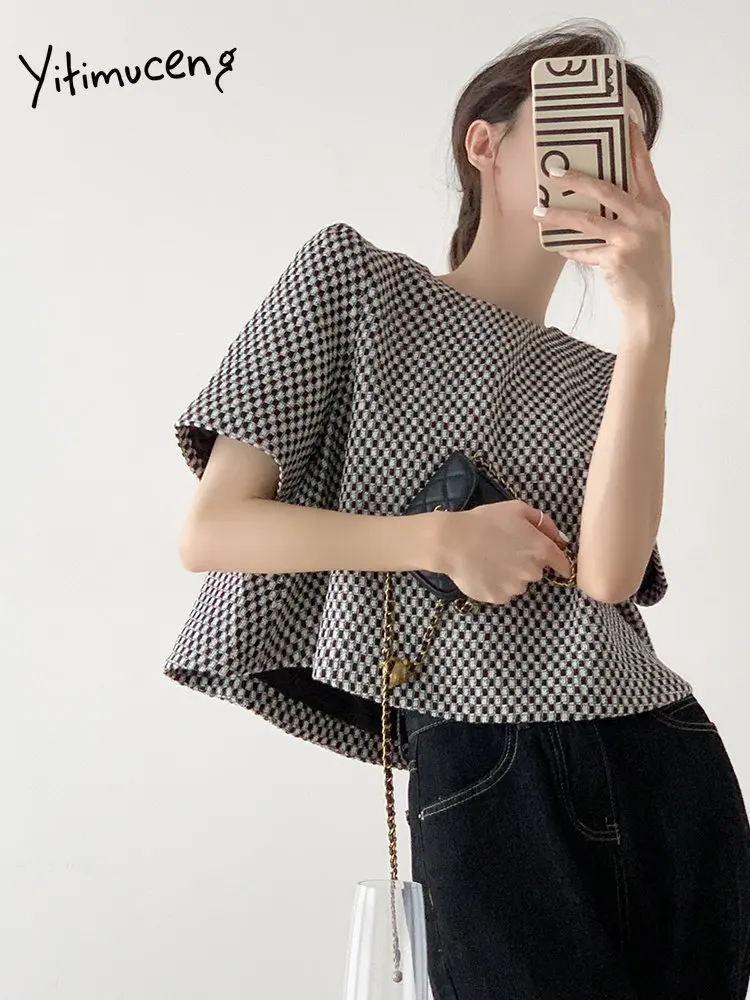 BabYoung Plaid Shirts For 2023 New Fashion Summer Short Chic Women Clothing Ladies O Neck BabYoung Casual Loose Y2k Top
BabYoung Plaid Shirts For 2023 New Fashion Summer Short Chic Women Clothing Ladies O Neck BabYoung Casual Loose Y2k Top