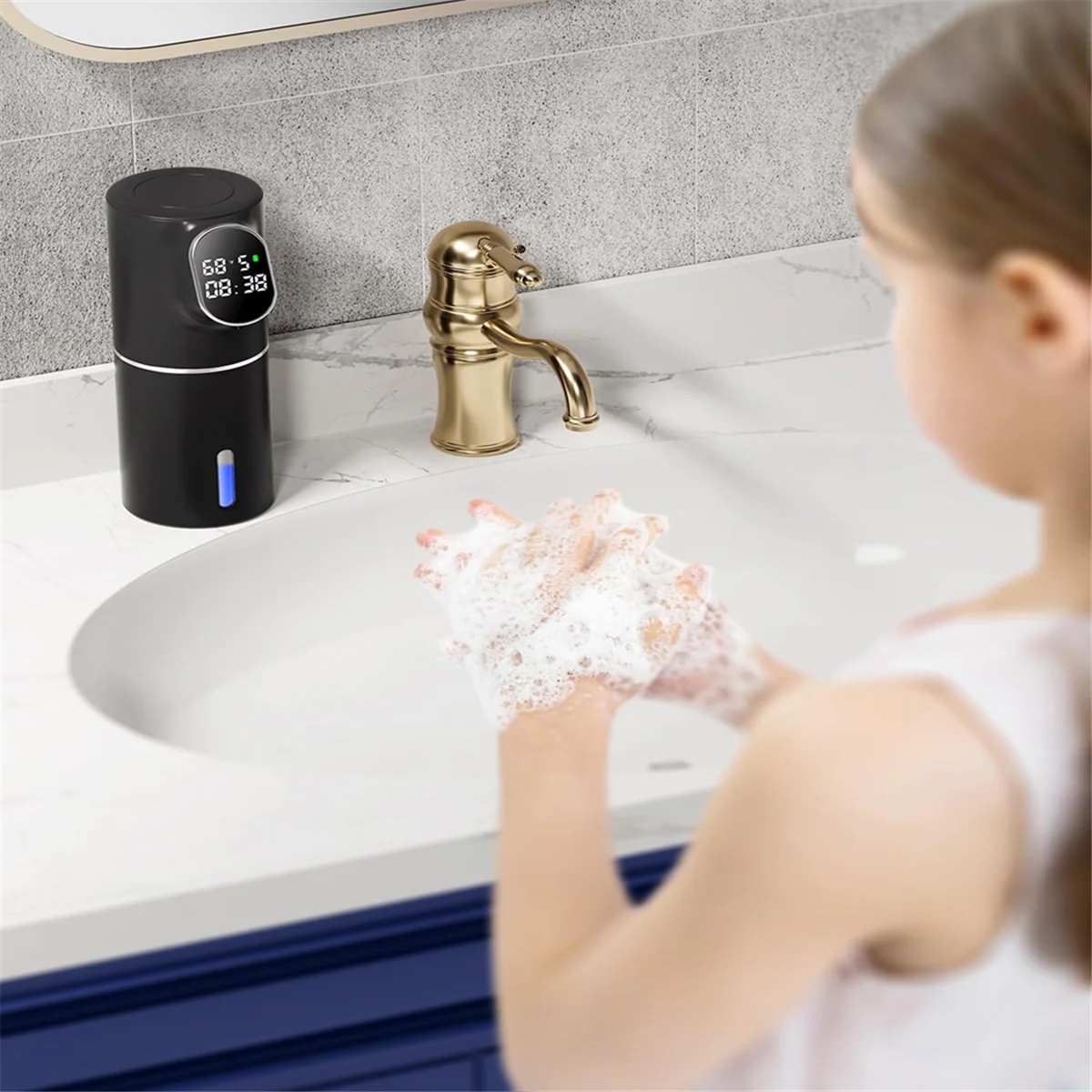 Automatic Foaming Soap Dispenser Touchless HD LED Time and Temperature Display 5-Level Adjustable IPX6 11oz/320ml F
Automatic Foaming Soap Dispenser Touchless HD LED Time and Temperature Display 5-Level Adjustable IPX6 11oz/320ml F