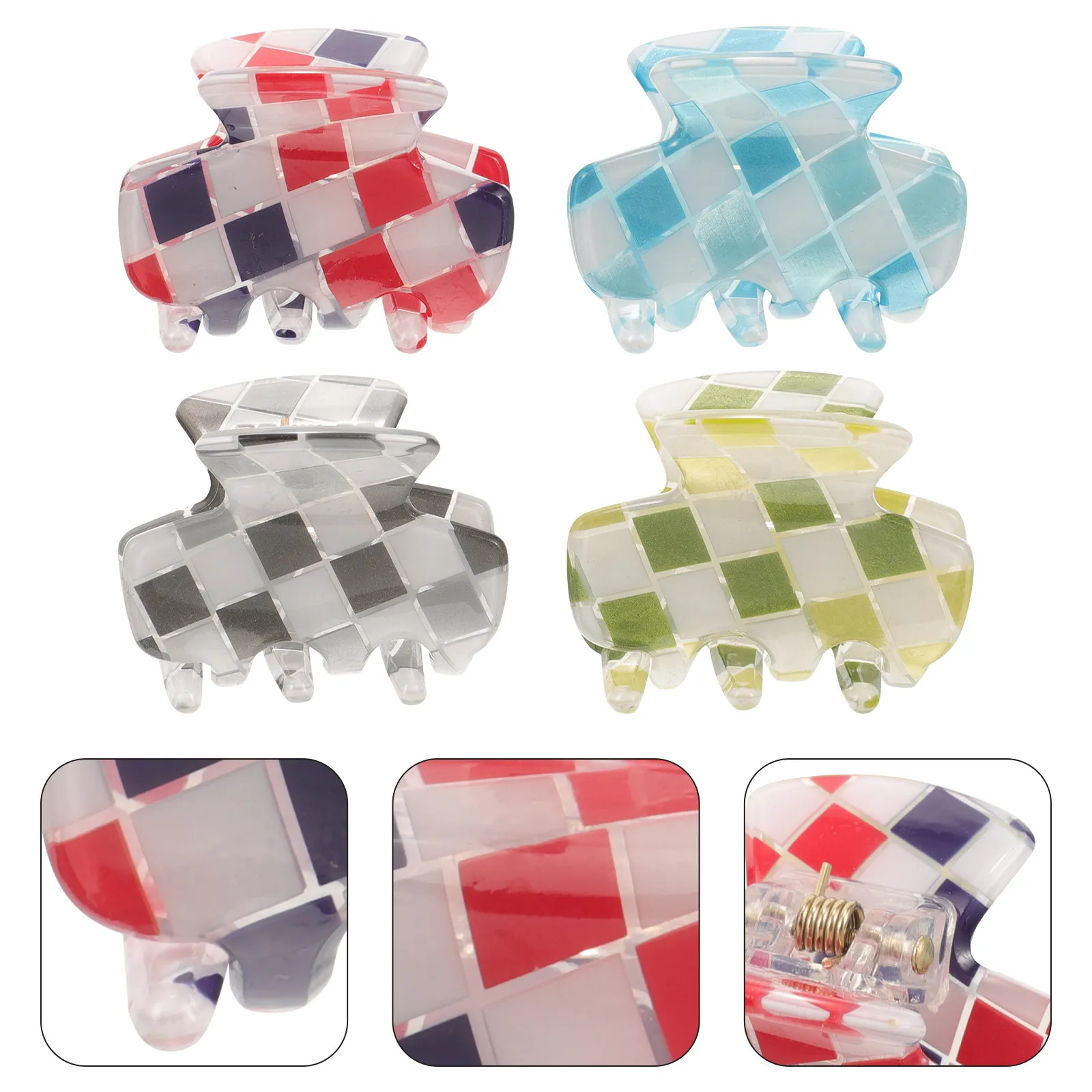 4Pcs Acrylic Checkered Hair Claw Clips Non-Slip Grip for Bun Wavy Curly Straight Hair Women Small Jaw Clip Claw Barrette
4Pcs Acrylic Checkered Hair Claw Clips Non-Slip Grip for Bun Wavy Curly Straight Hair Women Small Jaw Clip Claw Barrette