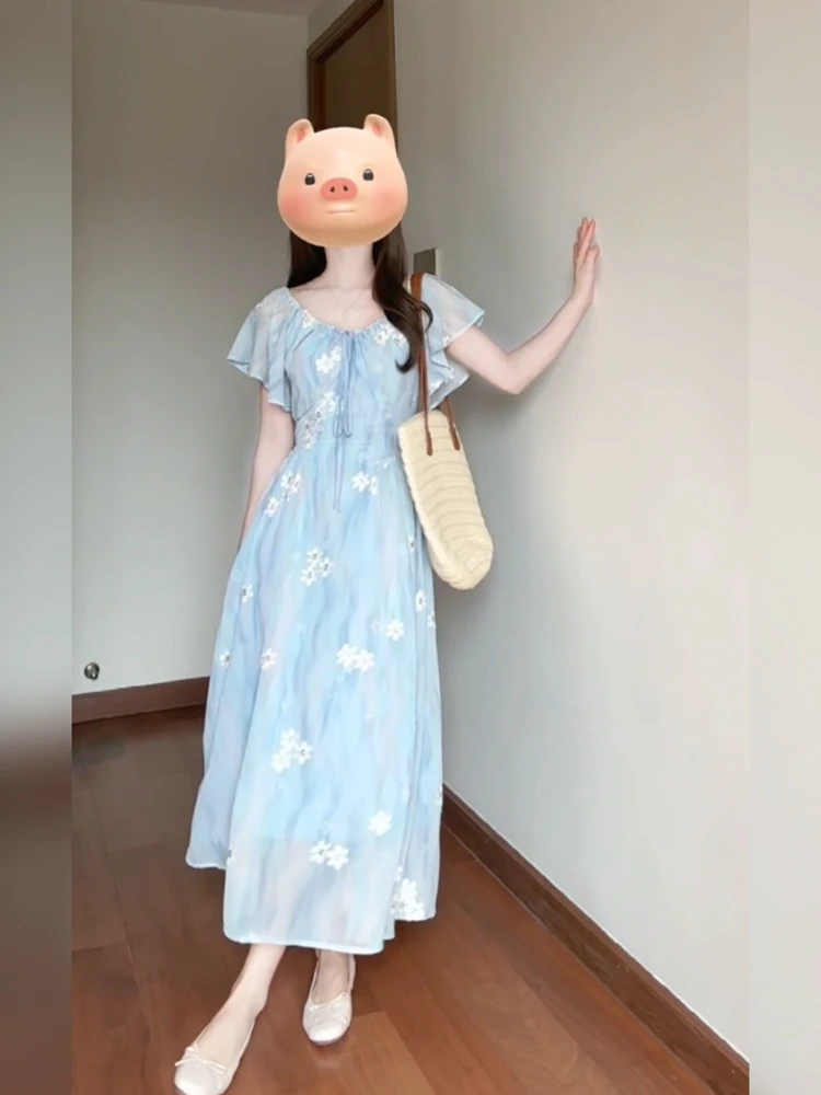 XZY Ele Blue Floral Chiffon Summer Dr Women's Long Skirt A-Line Korean Sle Commute Sle Casual round Ne Svel
XZY Ele Blue Floral Chiffon Summer Dr Women's Long Skirt A-Line Korean Sle Commute Sle Casual round Ne Svel