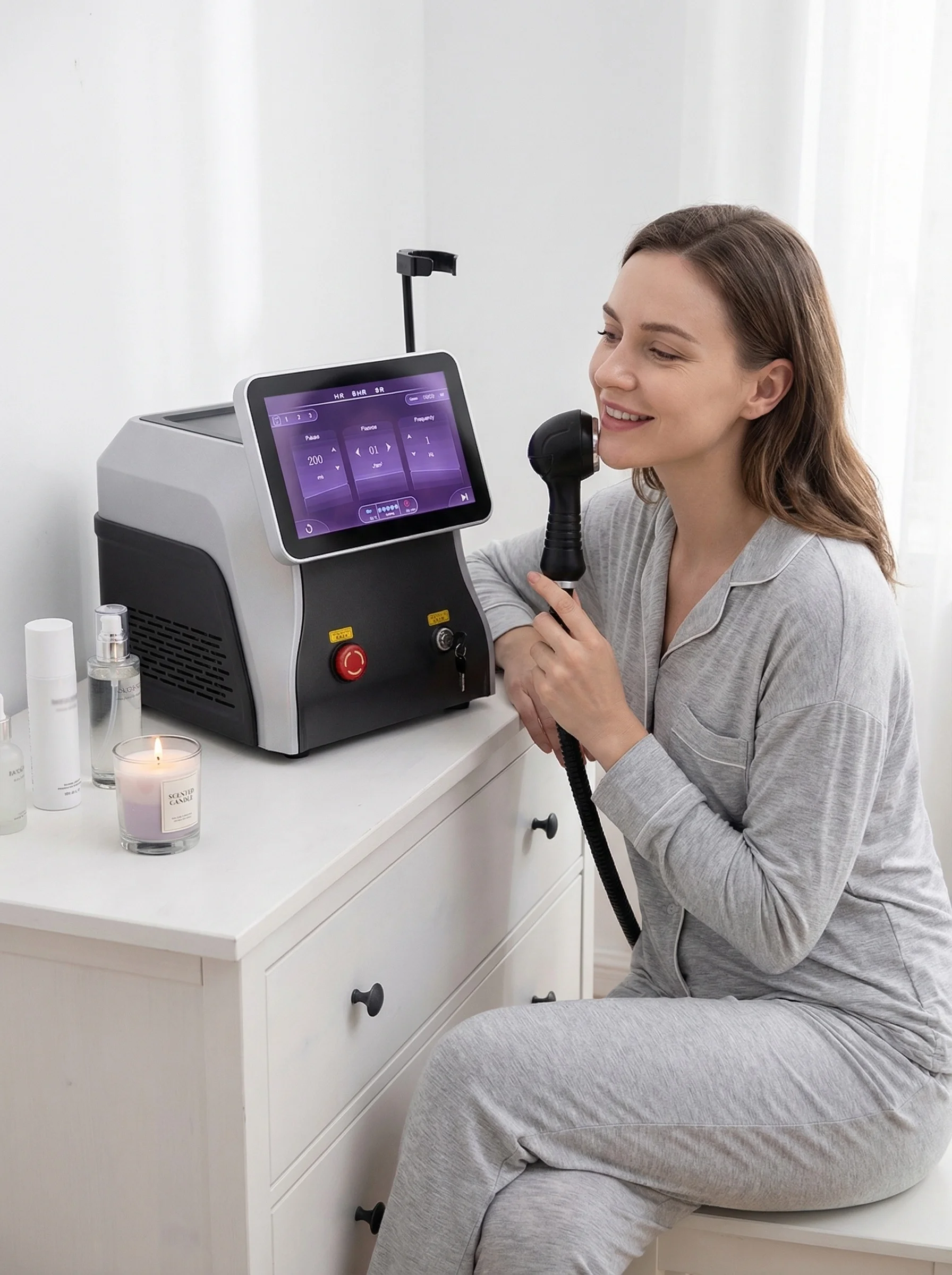 Portable Diode Laser Hair Removal Device 3-Wavelengths 755nm 808nm 1064nm Fast Painless Permanent Reduction for Home Use
Portable Diode Laser Hair Removal Device 3-Wavelengths 755nm 808nm 1064nm Fast Painless Permanent Reduction for Home Use