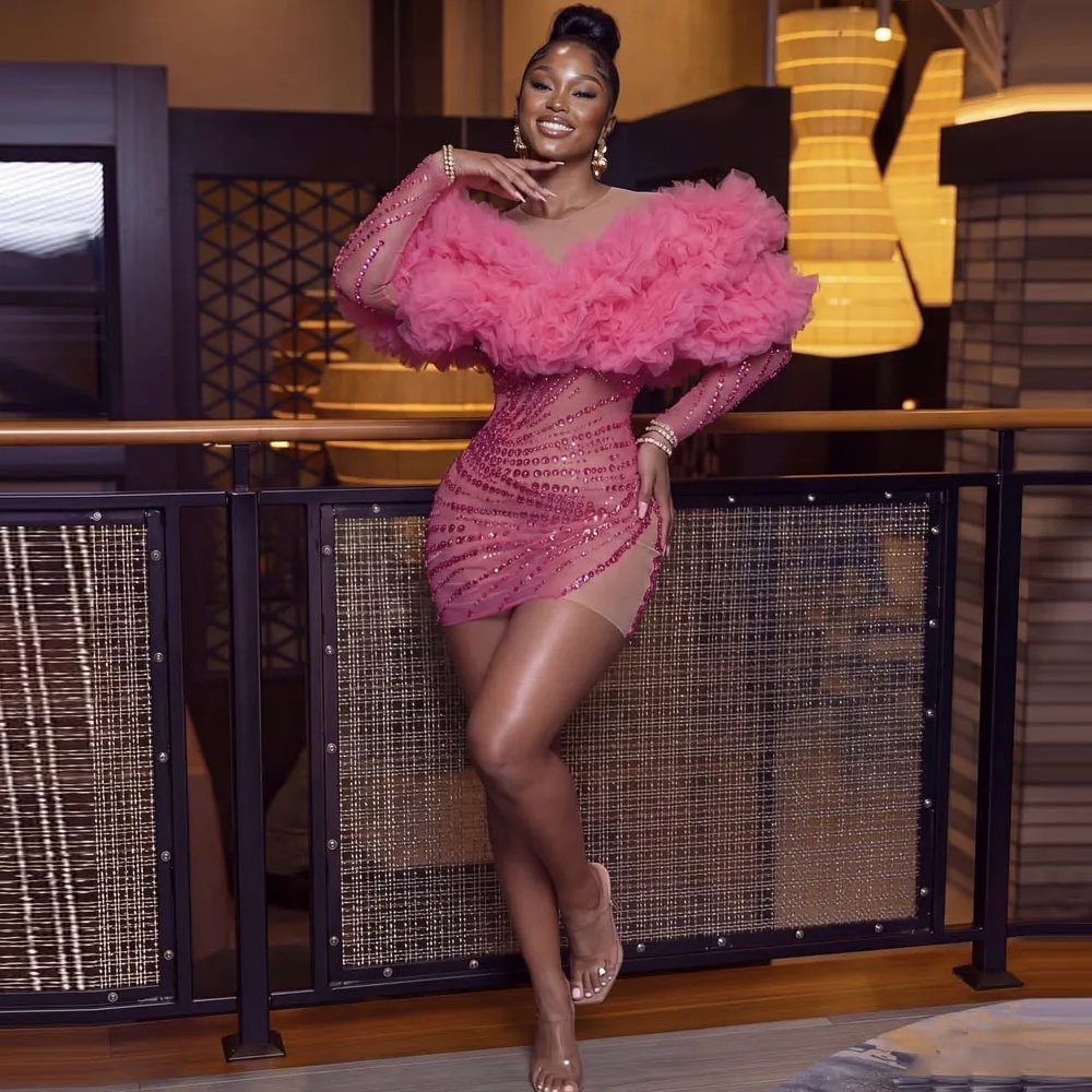 Aso Ebi Mermaid Cocktail Dress Beads Crystals Sheer Neckline Long Sleeve Wedding Party Gowns Birthday Dress Customized
Aso Ebi Mermaid Cocktail Dress Beads Crystals Sheer Neckline Long Sleeve Wedding Party Gowns Birthday Dress Customized