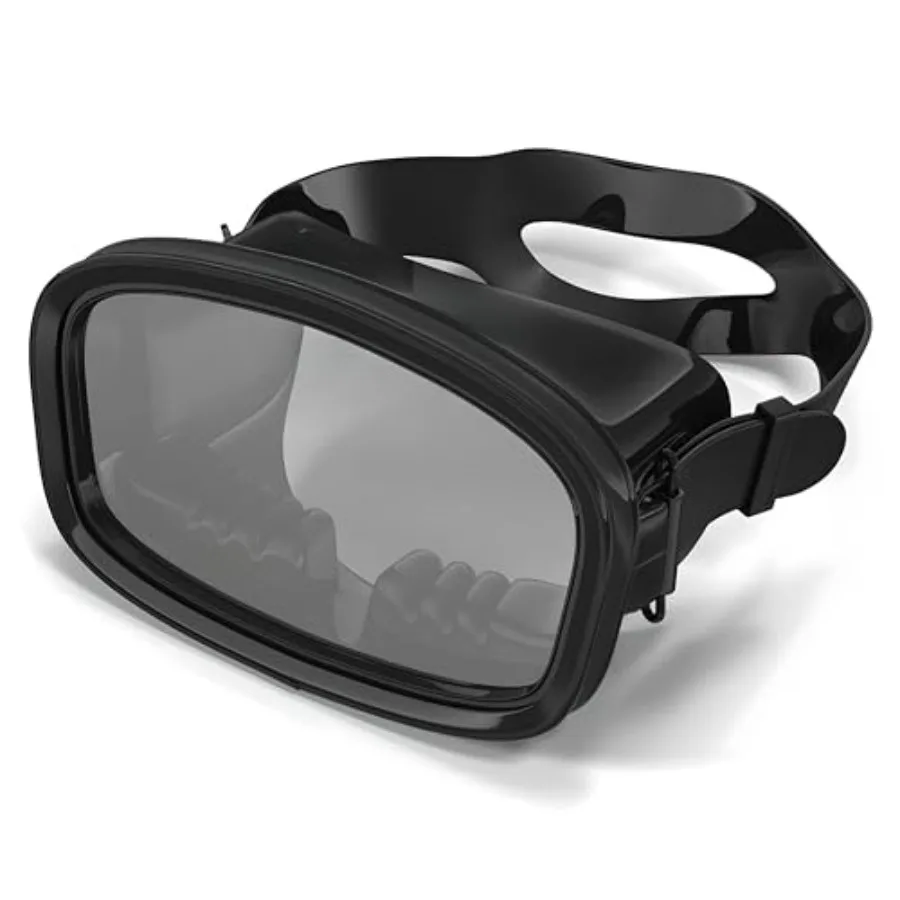 Bermuda Dive Mask for freediving, snorkeling spearfishing: tempered glass single lens, black, wide-angle high-volume design wit
Bermuda Dive Mask for freediving, snorkeling spearfishing: tempered glass single lens, black, wide-angle high-volume design wit