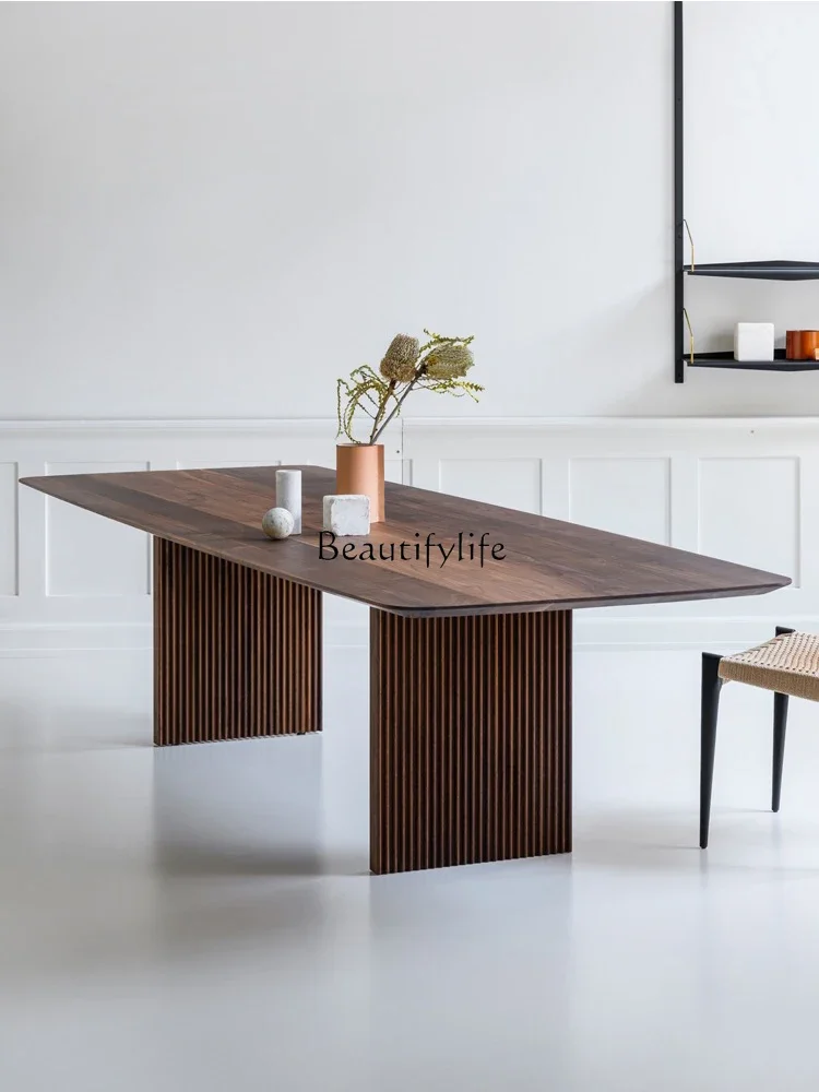Italian minimalist North American black walnut all-solid wood dining table wabi sabi rectangular dining table
Italian minimalist North American black walnut all-solid wood dining table wabi sabi rectangular dining table