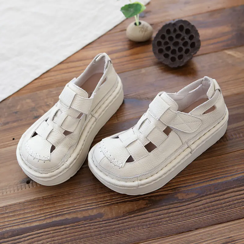 Slimming Effect Real Leather Wide Head Thick Bottom Roman Style Sandals Handmade Breathable Summer Women's Shoes
Slimming Effect Real Leather Wide Head Thick Bottom Roman Style Sandals Handmade Breathable Summer Women's Shoes