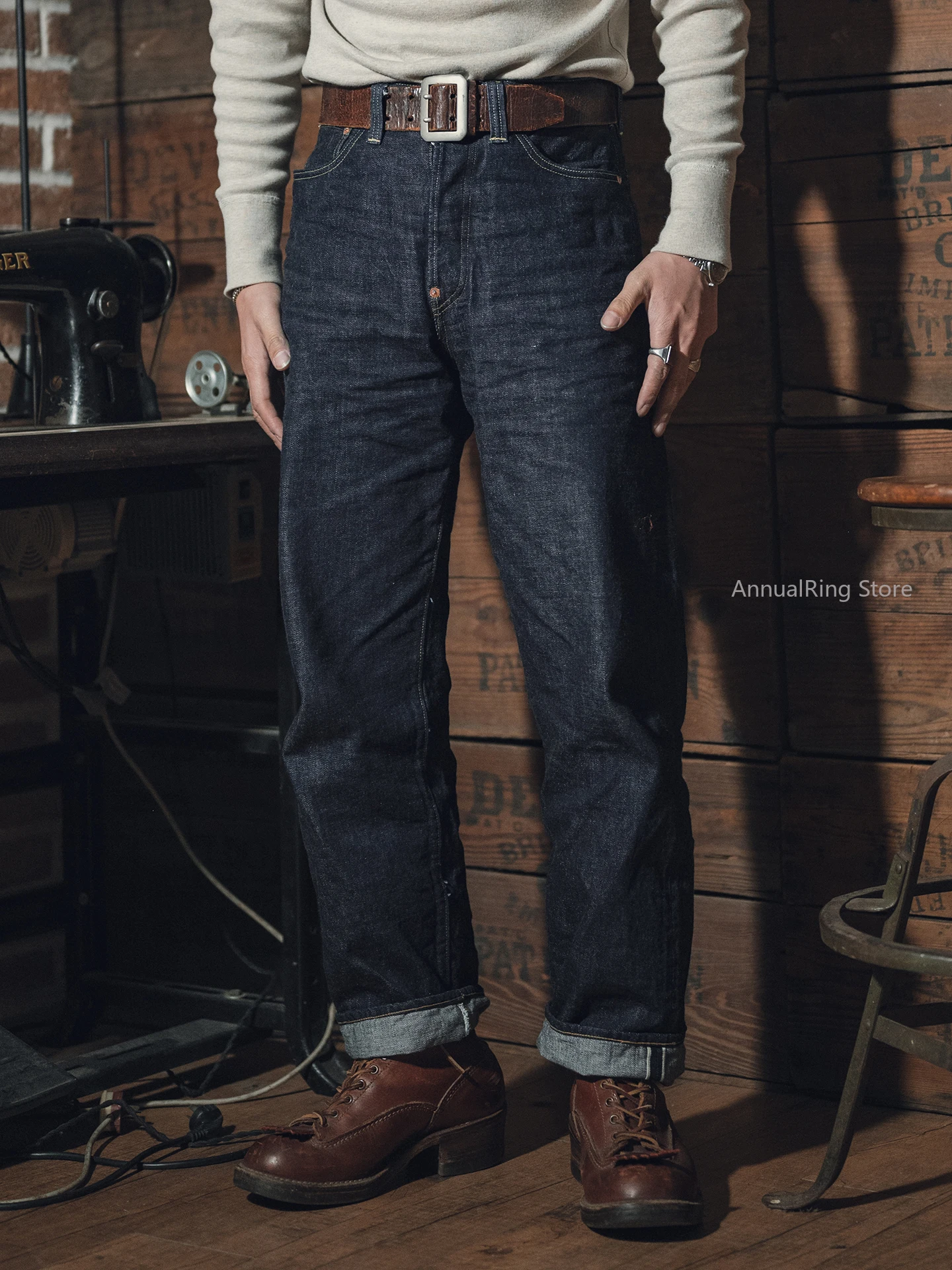 Rugged Bronson 37801XX Raw Selvedge Denim Jeans Indigo Straight Leg Slightly Cropped Fit Men's Trousers
Rugged Bronson 37801XX Raw Selvedge Denim Jeans Indigo Straight Leg Slightly Cropped Fit Men's Trousers