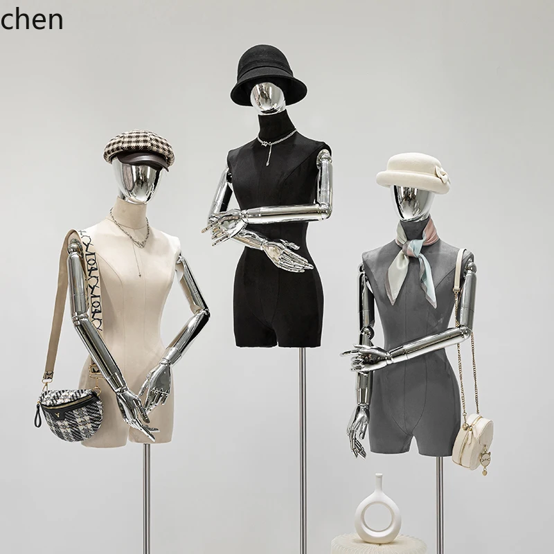 HTT clothing store high-end suede women's clothing half-body electroplating hand clothes dummy display stand full body
HTT clothing store high-end suede women's clothing half-body electroplating hand clothes dummy display stand full body