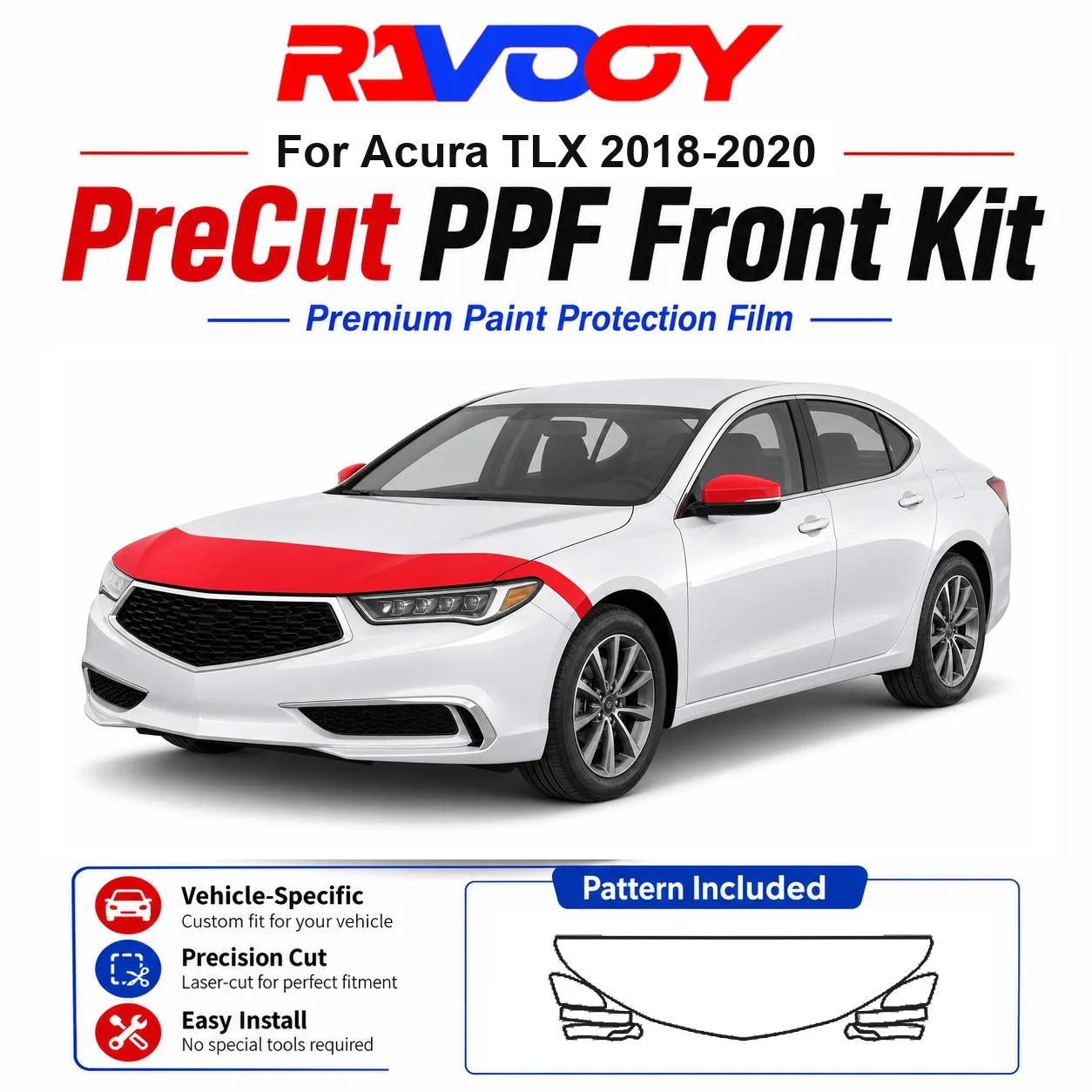8.5mil TPU Precut PPF Kit For Acura TLX 2018-2020 - Hood, Partial Fenders & Full Mirror Set - Self-Healing Gloss Clear Bra Film
8.5mil TPU Precut PPF Kit For Acura TLX 2018-2020 - Hood, Partial Fenders & Full Mirror Set - Self-Healing Gloss Clear Bra Film
