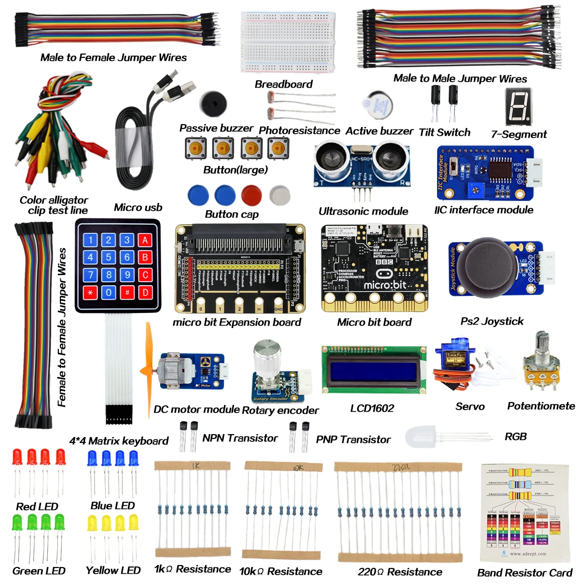 Adeept BBC Micro:bit Starter Kit | Electronic Starter Kit for Micro:bit with 31 Projects Tutorial Book
Adeept BBC Micro:bit Starter Kit | Electronic Starter Kit for Micro:bit with 31 Projects Tutorial Book