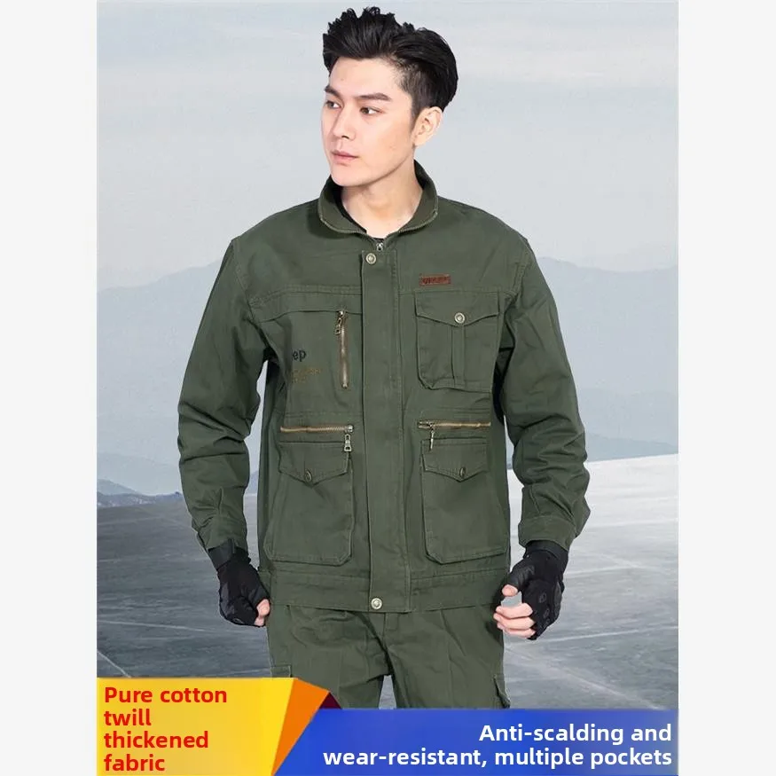 Весенне-осенний хлопковый рабочий костюм для мужчин, для сварщиков, с множеством карманов, мужская одежда из чистого хлопка, рабочая форма для офиса
Весенне-осенний хлопковый рабочий костюм для мужчин, для сварщиков, с множеством карманов, мужская одежда из чистого хлопка, рабочая форма для офиса