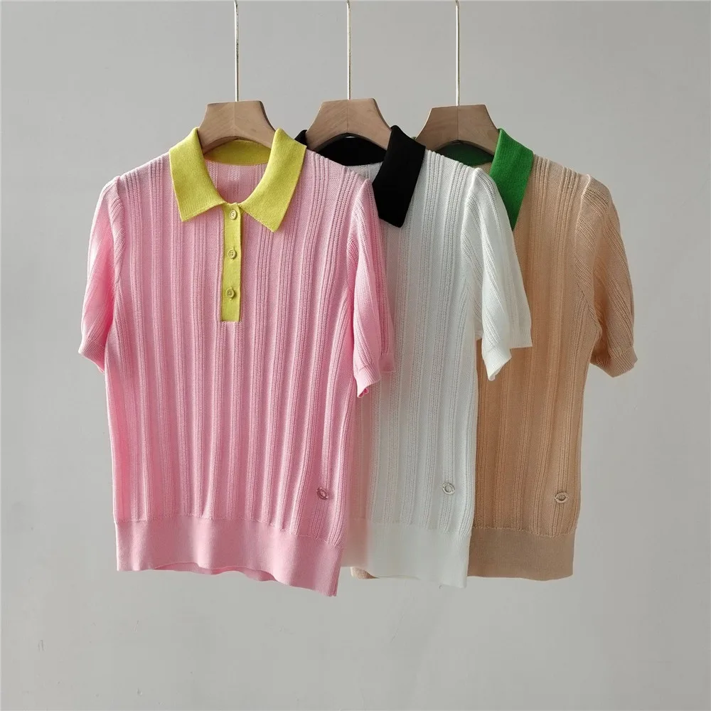 Spring/Summer 2025 New Women's hemp Contrast Color Knitted Lapel Short Sleeve Top
Spring/Summer 2025 New Women's hemp Contrast Color Knitted Lapel Short Sleeve Top