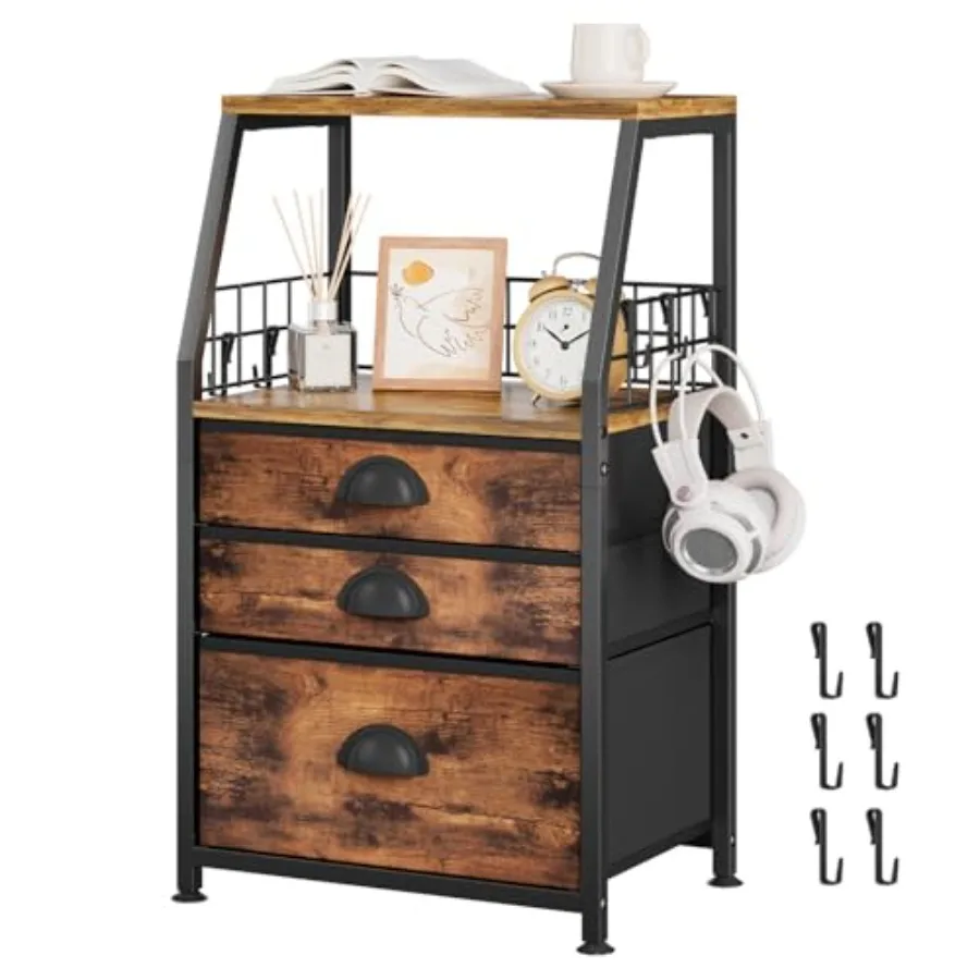 with 6 Hooks and 2 Shelves, Small End Side Table for Printer with Chest of Files Drawers, Ideal for Bedroom Living Room Office
with 6 Hooks and 2 Shelves, Small End Side Table for Printer with Chest of Files Drawers, Ideal for Bedroom Living Room Office