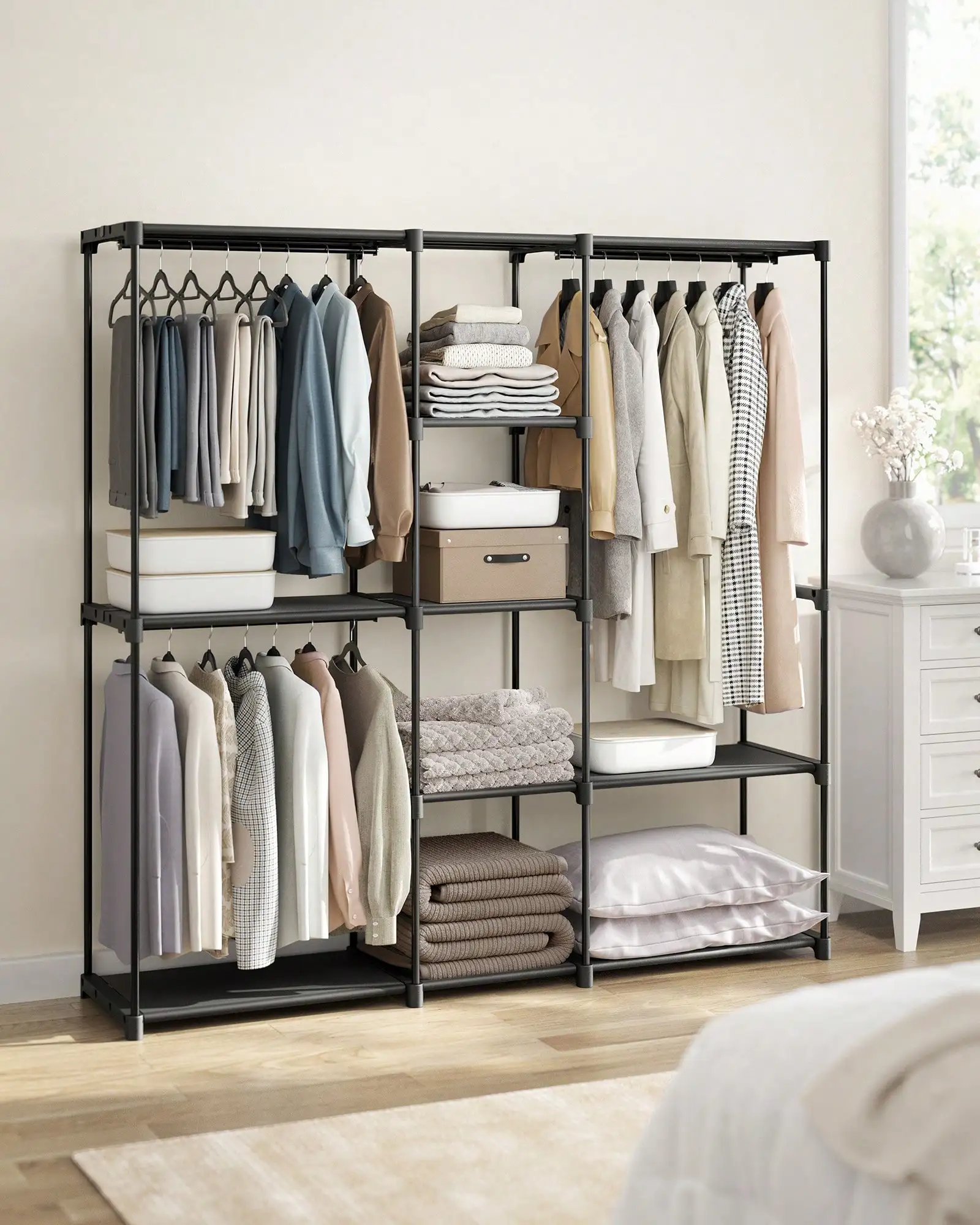 Portable Closet, Freestanding Closet Organizer, Clothes Rack With Shelves, Hanging Rods, Storage Organizer, For Cloakro
Portable Closet, Freestanding Closet Organizer, Clothes Rack With Shelves, Hanging Rods, Storage Organizer, For Cloakro