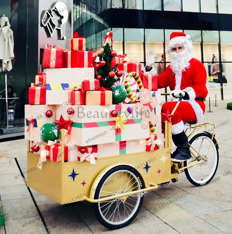 Custom tricycle, float, Santa Claus-themed stall car, golden Christmas decoration prop car
Custom tricycle, float, Santa Claus-themed stall car, golden Christmas decoration prop car