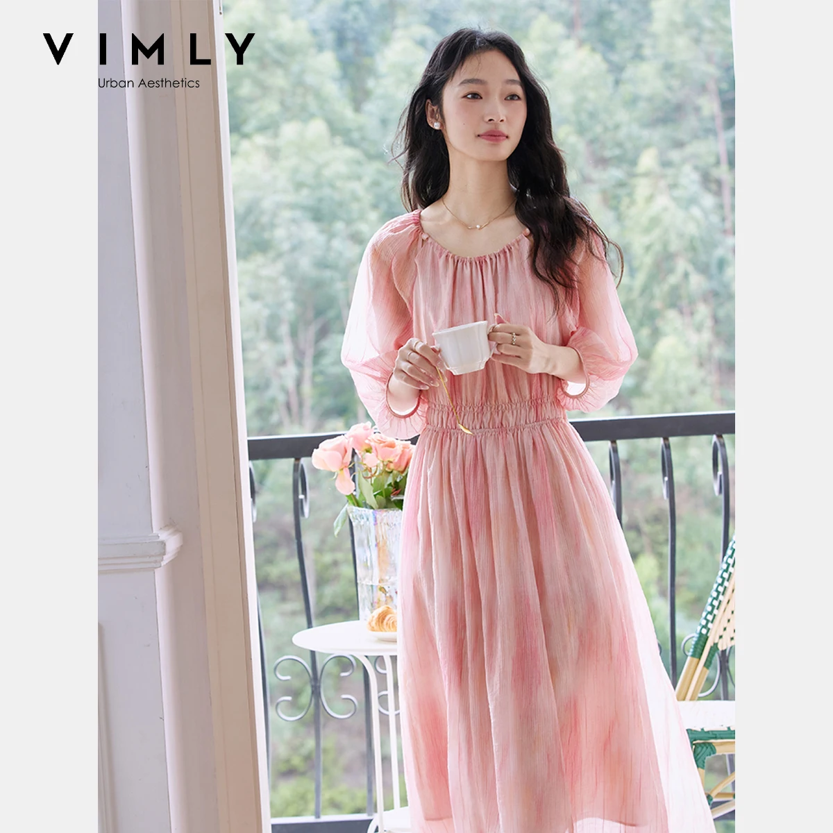 VIMLY Midi Smudge Dresses Summer 2025 Vacation Outfits Woman Puff Sleeve Draped Gradient Elegant Dress Ladies Clothing A0717
VIMLY Midi Smudge Dresses Summer 2025 Vacation Outfits Woman Puff Sleeve Draped Gradient Elegant Dress Ladies Clothing A0717