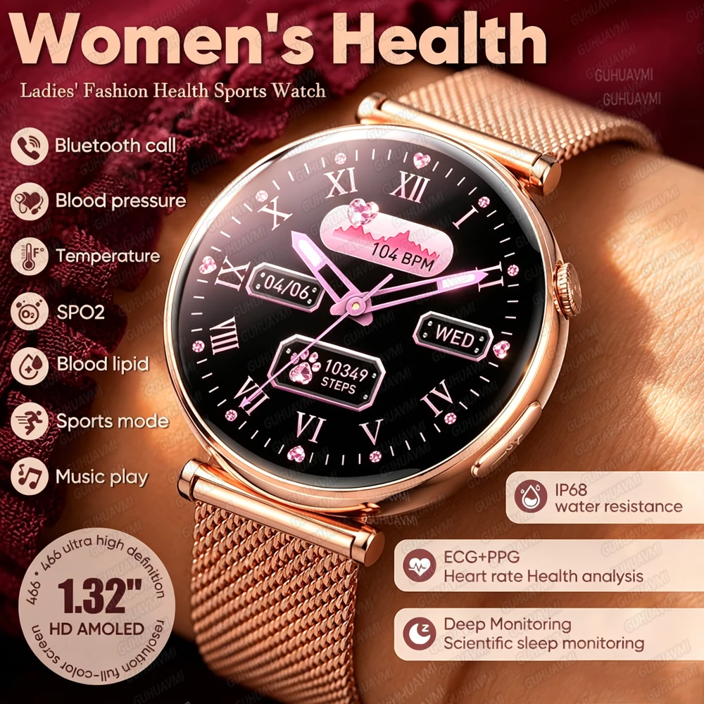 2026 New Women High end Health Smart Watch 1.32" AMOLED Screen Heart Rate Blood Pressure Uric acid Bluetooth Call Smart Bracelet
2026 New Women High end Health Smart Watch 1.32" AMOLED Screen Heart Rate Blood Pressure Uric acid Bluetooth Call Smart Bracelet