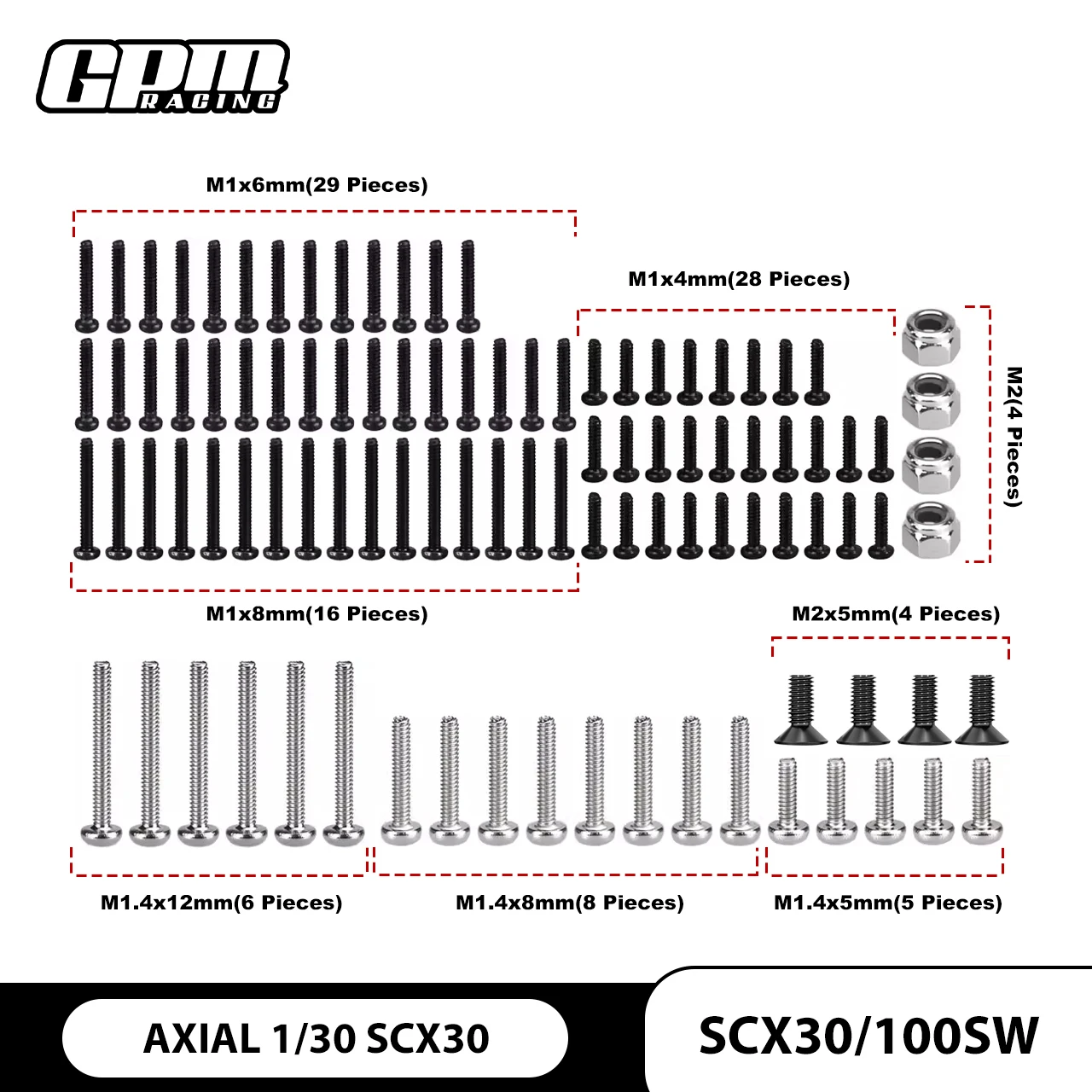 Набор стальных винтов GPM (100 шт.) AXIAL 1/30 SCX30 Ford Bronco Jeep Chevrolet K10
Набор стальных винтов GPM (100 шт.) AXIAL 1/30 SCX30 Ford Bronco Jeep Chevrolet K10